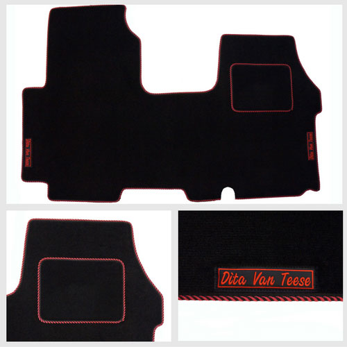 Vauxhall Vivaro - Red and Black Striped Trim with Red Embroidery Vauxhall Vivaro - Red and Black Striped Trim with Red Embroidery