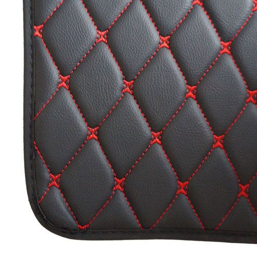 Faux Leather Van Mat with Red Stitching and Black Leatherette Trim