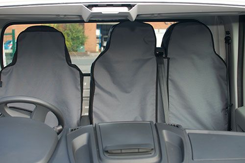 HMS FOR NISSAN PRIMASTAR 2012 1 Premium Van Seat Covers Single Drivers And Double Passengers Seat Covers 2 Black And Blue Patch 
