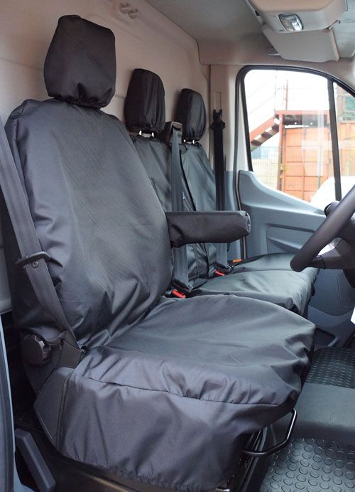 DOUBLE FORD TRANSIT 2018 2019 2020 DELUXE RED PIPING VAN SEAT COVERS SINGLE 