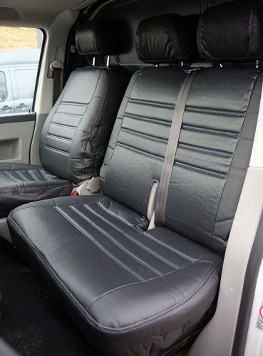 Transporter Tailored Faux Leather Seat Covers - Black 3 bar design