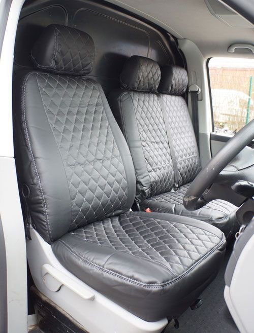 Transporter Tailored Faux Leather Seat Covers - Black Diamond Design